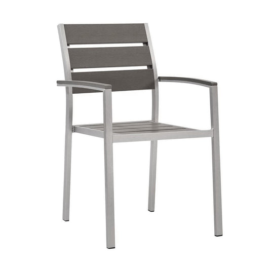 Modway - Shore Outdoor Patio Aluminum Dining Armchair by Modway  Outdoor Furniture Bar and Dining Gray - EEI-3130-SLV-GRY