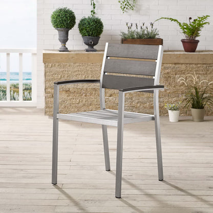 Modway - Shore Outdoor Patio Aluminum Dining Armchair by Modway  Outdoor Furniture Bar and Dining Gray - EEI-3130-SLV-GRY