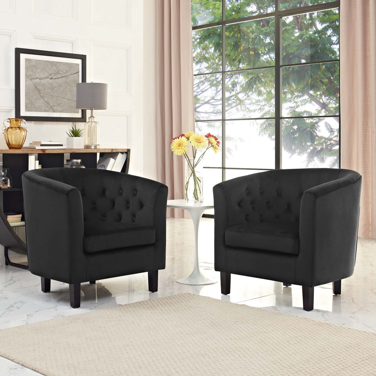 Modway - Prospect 2 Piece Performance Velvet Armchair Set by Modway  Living Room Sofas and Armchairs Black - EEI-3153-BLK-SET