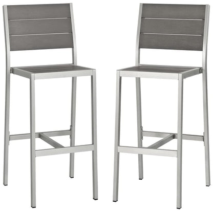 Modway - Shore Outdoor Patio Aluminum Armless Bar Stool Set of 2 by Modway  Outdoor Furniture Bar and Dining Gray - EEI-3156-SLV-GRY-SET