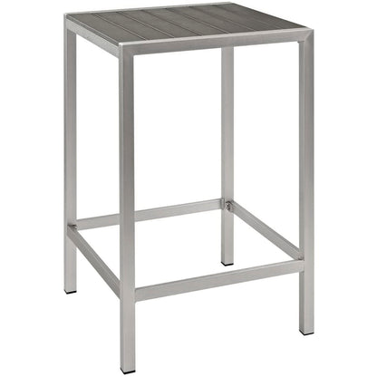 Modway - Shore 3 Piece Outdoor Patio Aluminum Pub Set by Modway  Outdoor Furniture Bar and Dining Gray - EEI-3157-SLV-GRY-SET