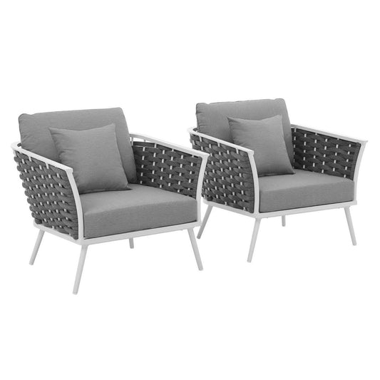Modway - Stance Outdoor Patio Aluminum Armchair Set of 2 by Modway  Outdoor Furniture Sofa Sectionals Gray - EEI-3162-WHI-GRY-SET