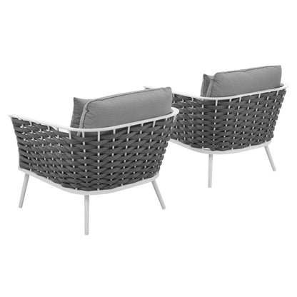 Modway - Stance Outdoor Patio Aluminum Armchair Set of 2 by Modway  Outdoor Furniture Sofa Sectionals Gray - EEI-3162-WHI-GRY-SET
