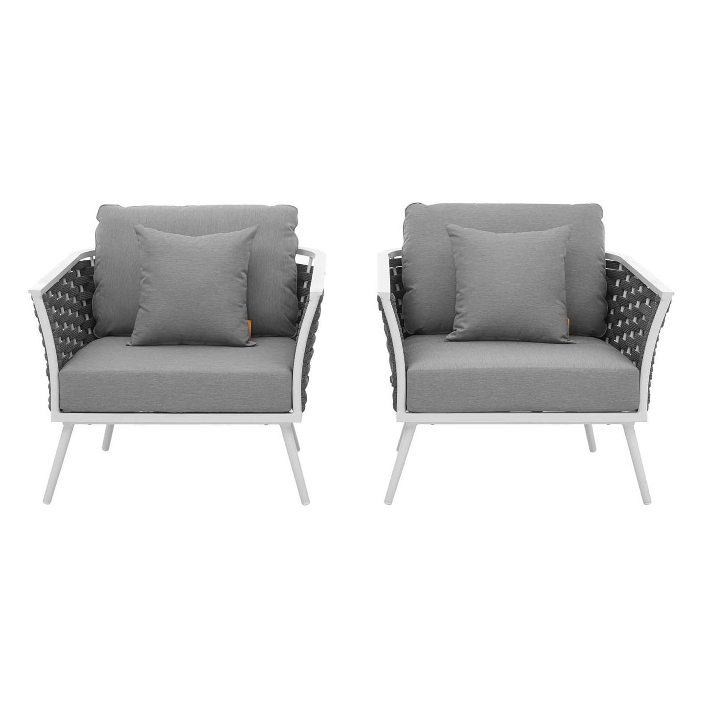 Modway - Stance Outdoor Patio Aluminum Armchair Set of 2 by Modway  Outdoor Furniture Sofa Sectionals Gray - EEI-3162-WHI-GRY-SET