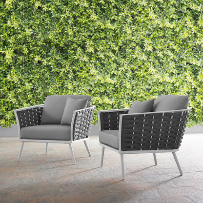 Modway - Stance Outdoor Patio Aluminum Armchair Set of 2 by Modway  Outdoor Furniture Sofa Sectionals Gray - EEI-3162-WHI-GRY-SET