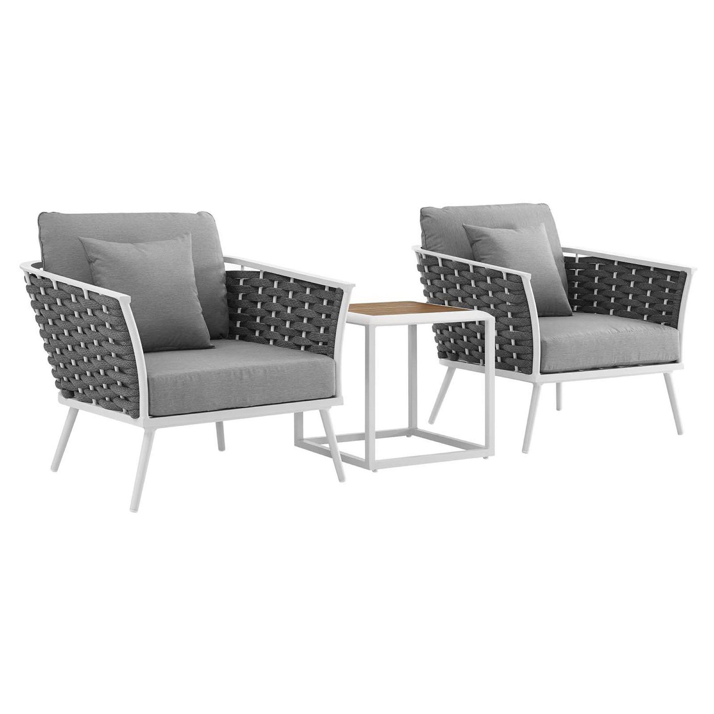 Modway Outlet Stance 3 Piece Outdoor Patio Aluminum Sectional Sofa Set by Modway  Outdoor Furniture Furniture White Gray - EEI-3163-WHI-GRY-SET