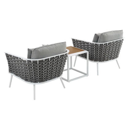 Modway Outlet Stance 3 Piece Outdoor Patio Aluminum Sectional Sofa Set by Modway  Outdoor Furniture Furniture White Gray - EEI-3163-WHI-GRY-SET
