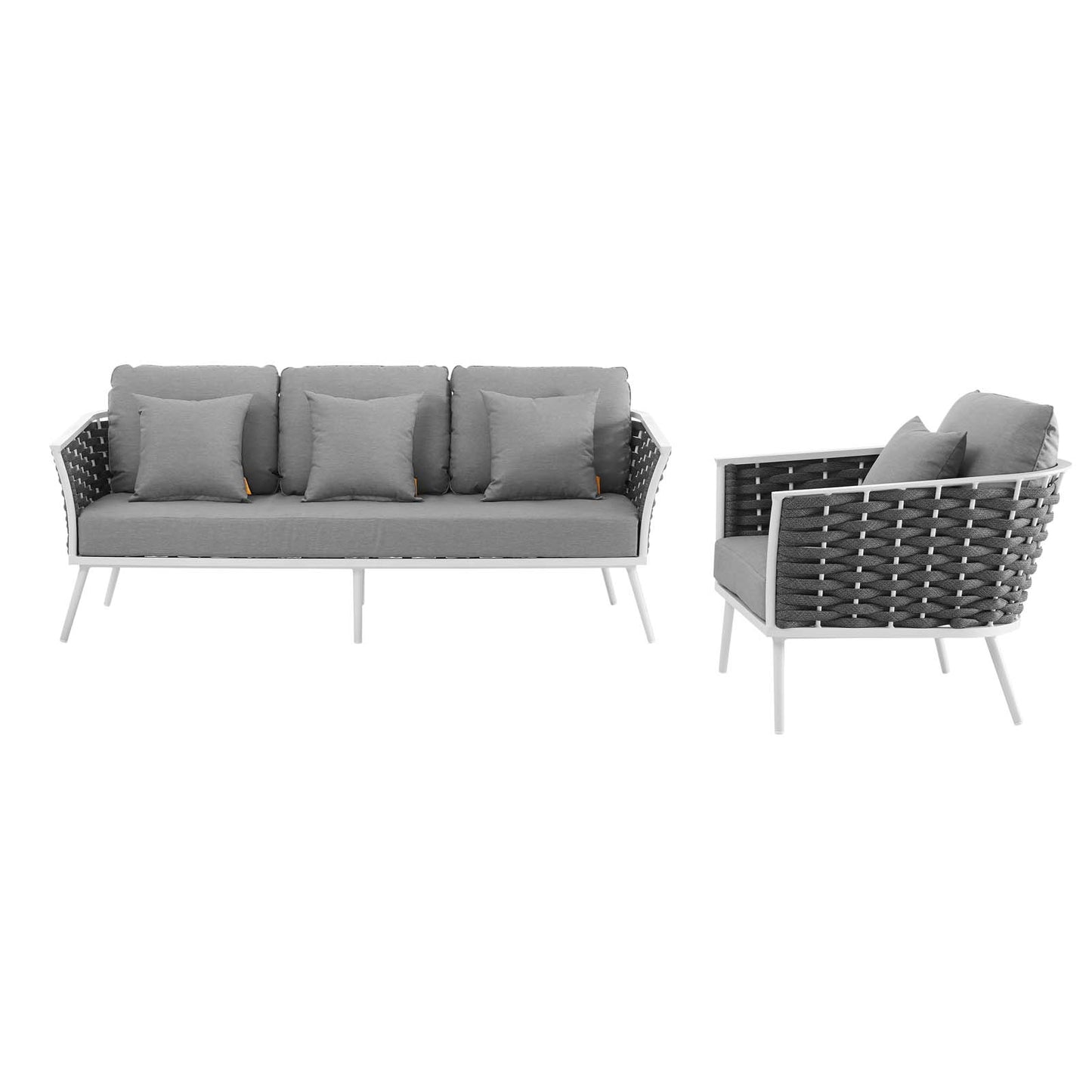 Modway Outlet Stance 2 Piece Outdoor Patio Aluminum Sectional Sofa Set by Modway  Outdoor Furniture Furniture White Gray - EEI-3164-WHI-GRY-SET