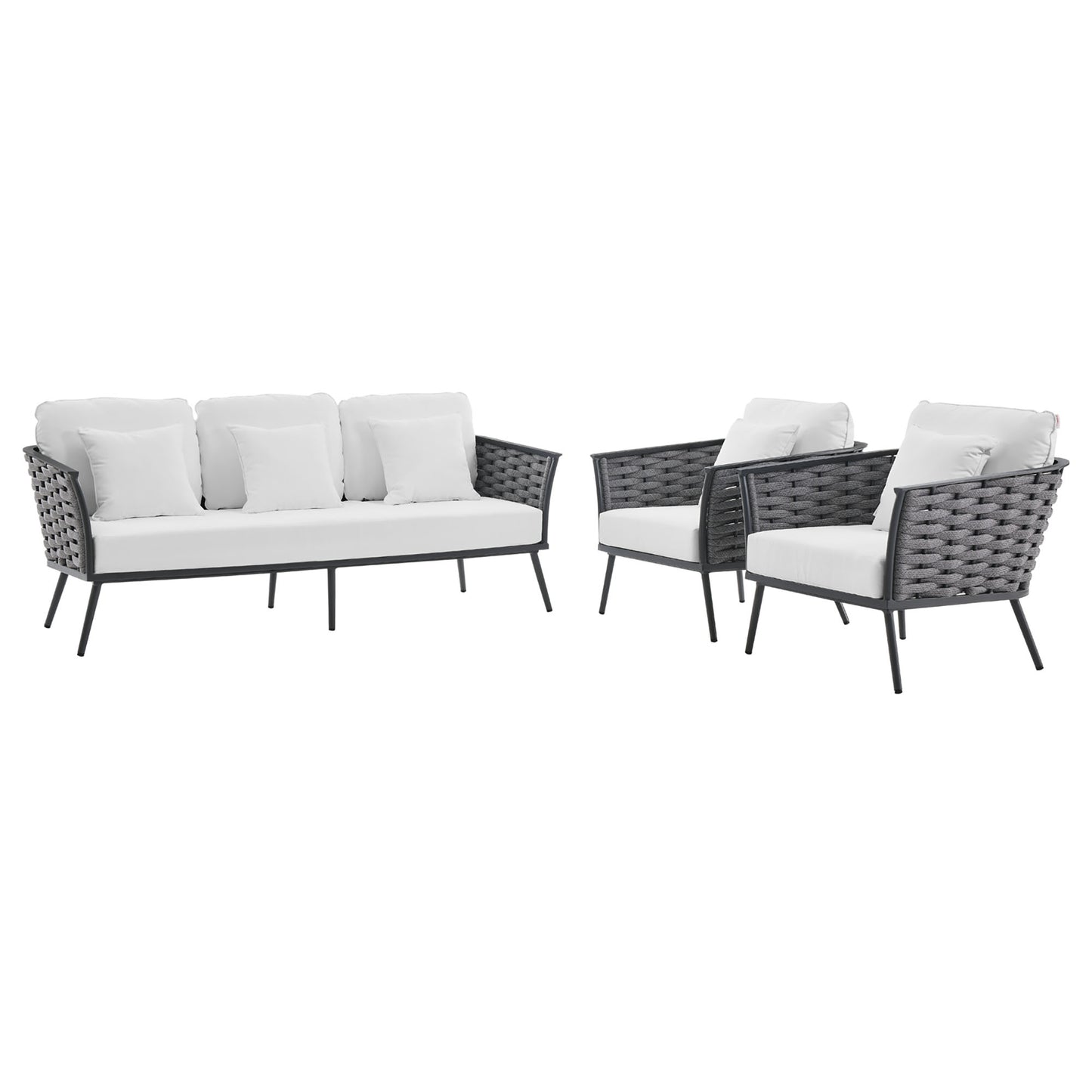 Modway Outlet Stance 3 Piece Outdoor Patio Aluminum Sectional Sofa Set by Modway  Outdoor Furniture Furniture Gray White - EEI-3165-GRY-WHI-SET