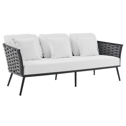 Modway Outlet Stance 3 Piece Outdoor Patio Aluminum Sectional Sofa Set by Modway  Outdoor Furniture Furniture Gray White - EEI-3165-GRY-WHI-SET