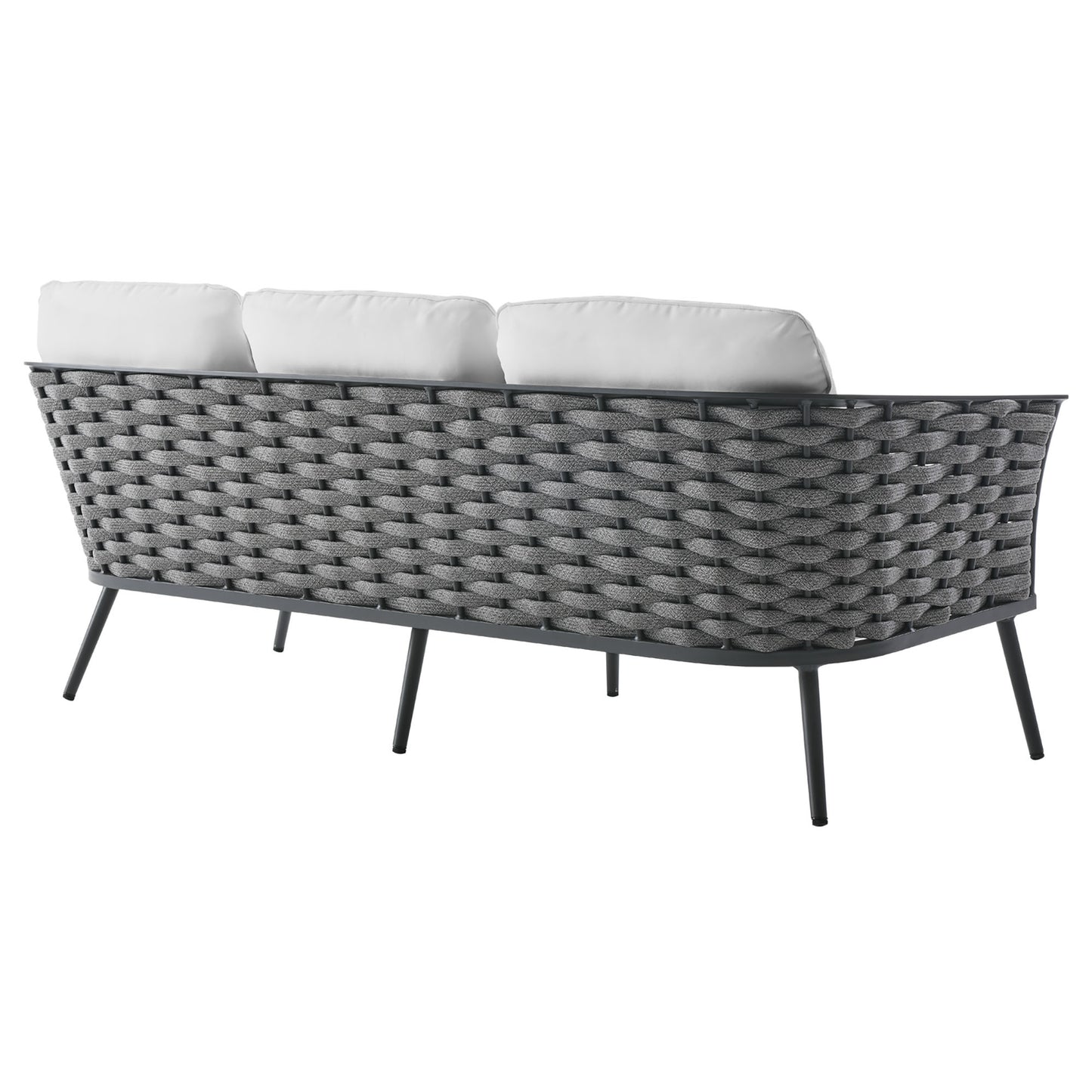 Modway Outlet Stance 3 Piece Outdoor Patio Aluminum Sectional Sofa Set by Modway  Outdoor Furniture Furniture Gray White - EEI-3165-GRY-WHI-SET