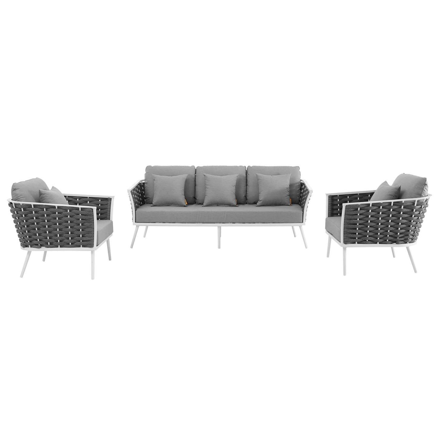 Modway Outlet Stance 3 Piece Outdoor Patio Aluminum Sectional Sofa Set by Modway  Outdoor Furniture Furniture White Gray - EEI-3165-WHI-GRY-SET
