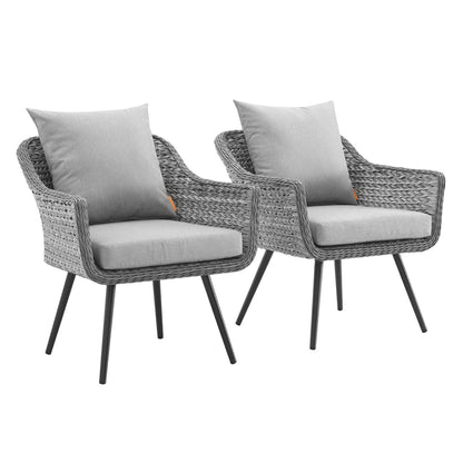 Modway Outlet Endeavor Outdoor Patio Wicker Rattan Armchair Set of 2 by Modway  Outdoor Furniture Furniture Gray Gray - EEI-3176-GRY-GRY-SET