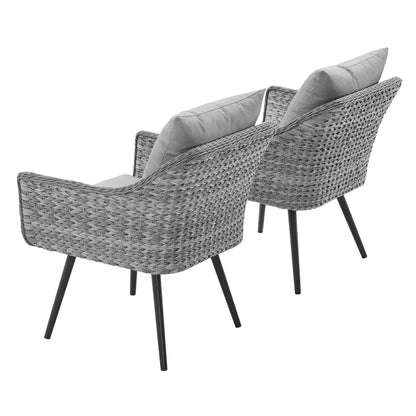 Modway Outlet Endeavor Outdoor Patio Wicker Rattan Armchair Set of 2 by Modway  Outdoor Furniture Furniture Gray Gray - EEI-3176-GRY-GRY-SET