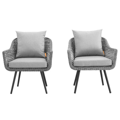 Modway Outlet Endeavor Outdoor Patio Wicker Rattan Armchair Set of 2 by Modway  Outdoor Furniture Furniture Gray Gray - EEI-3176-GRY-GRY-SET