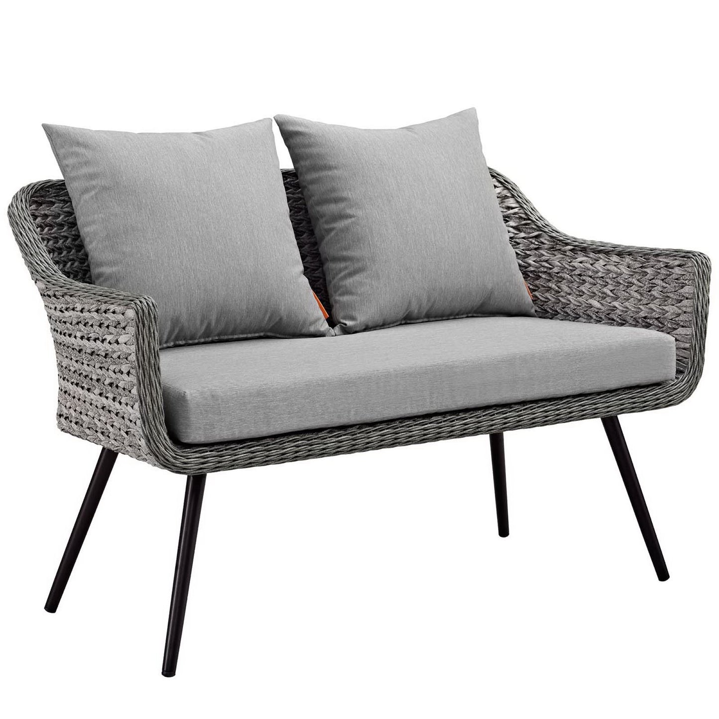 Modway Outlet Endeavor 4 Piece Outdoor Patio Wicker Rattan Loveseat Armchair and Coffee Table Set by Modway  Outdoor Furniture Furniture Gray Gray - EEI-3177-GRY-GRY-SET