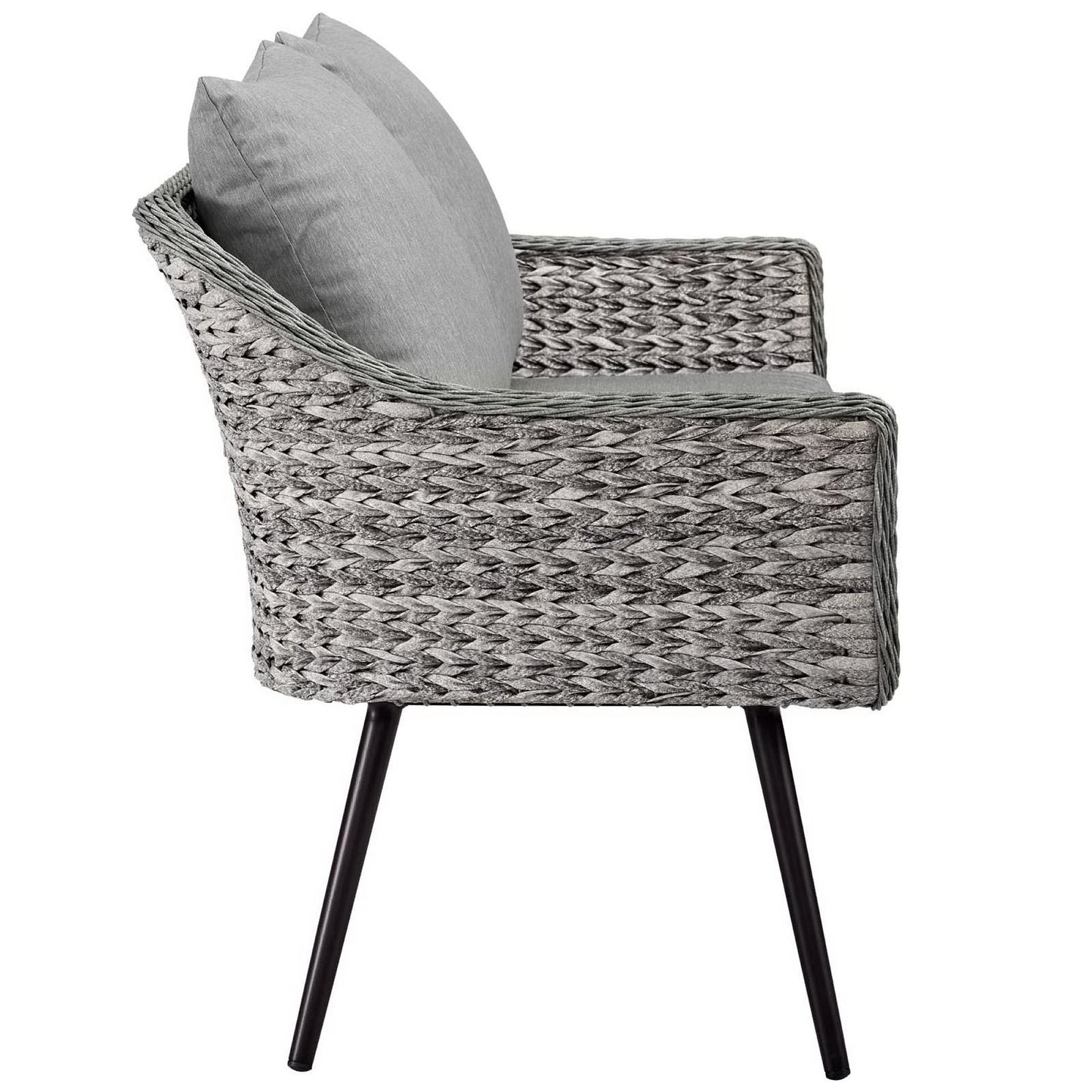 Modway Outlet Endeavor 4 Piece Outdoor Patio Wicker Rattan Loveseat Armchair and Coffee Table Set by Modway  Outdoor Furniture Furniture Gray Gray - EEI-3177-GRY-GRY-SET