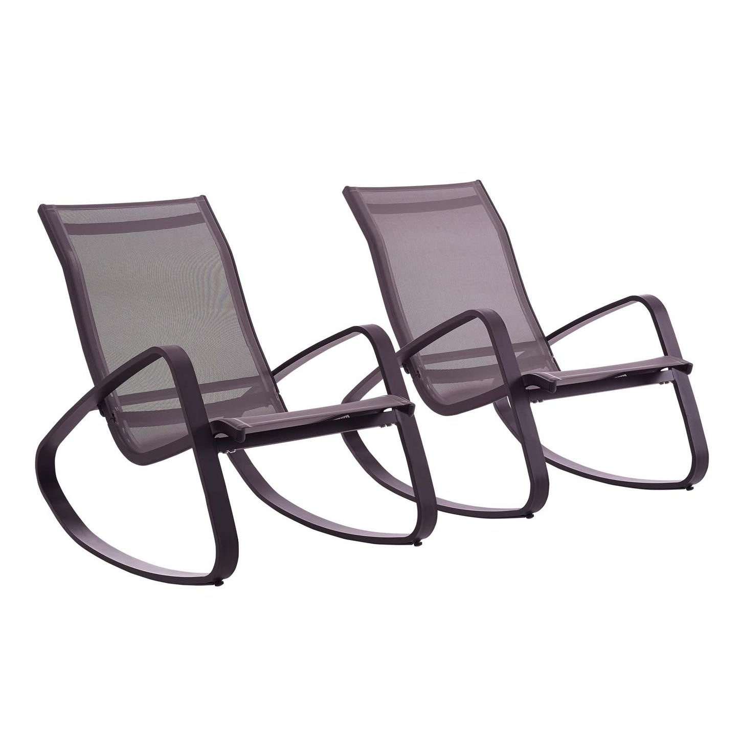 Modway Outlet Traveler Outdoor Patio Mesh Sling Rocking Lounge Chair Set of 2 by Modway  Outdoor Furniture Furniture Black Black - EEI-3180-BLK-BLK-SET