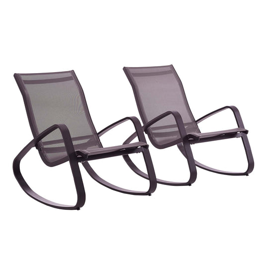 Modway Outlet Traveler Outdoor Patio Mesh Sling Rocking Lounge Chair Set of 2 by Modway  Outdoor Furniture Furniture Black Black - EEI-3180-BLK-BLK-SET