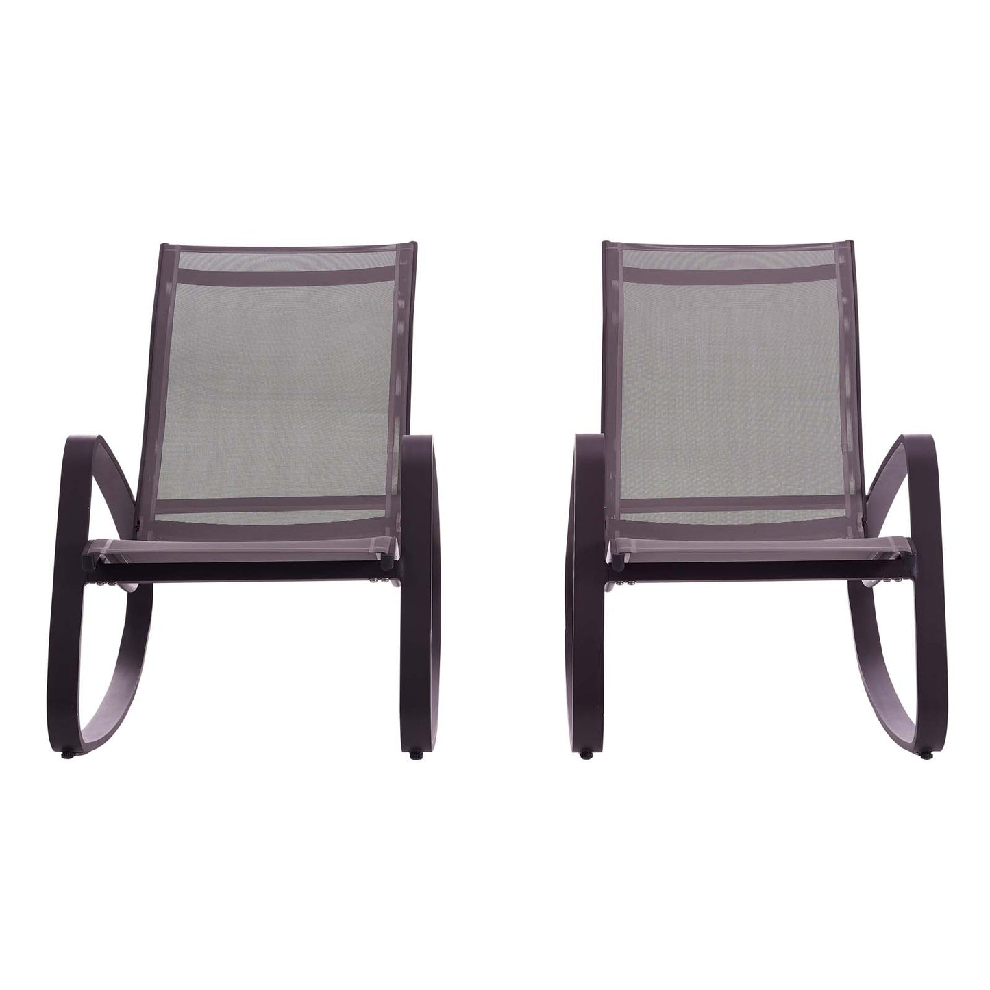 Modway Outlet Traveler Outdoor Patio Mesh Sling Rocking Lounge Chair Set of 2 by Modway  Outdoor Furniture Furniture Black Black - EEI-3180-BLK-BLK-SET