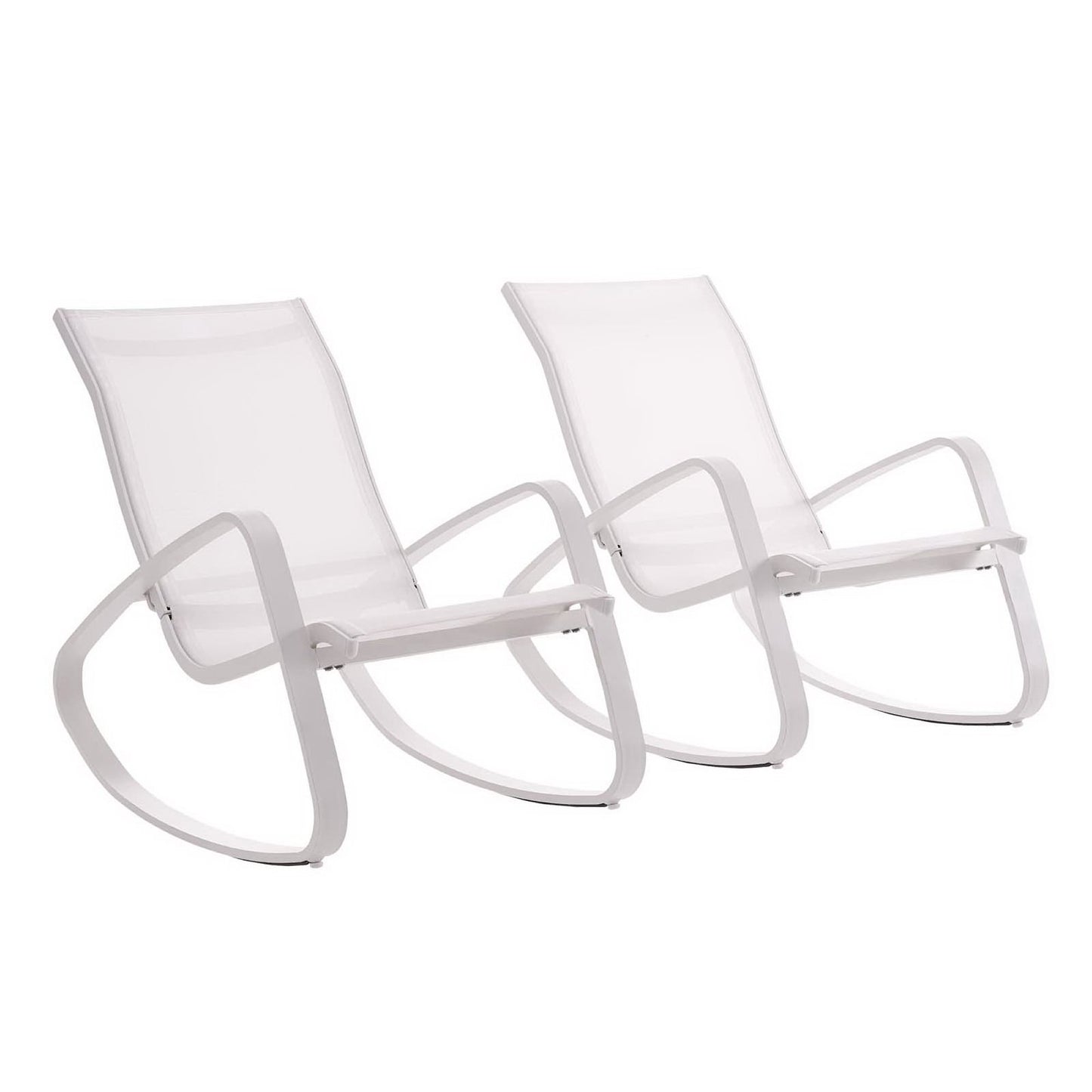 Modway Outlet Traveler Outdoor Patio Mesh Sling Rocking Lounge Chair Set of 2 by Modway  Outdoor Furniture Furniture White White - EEI-3180-WHI-WHI-SET