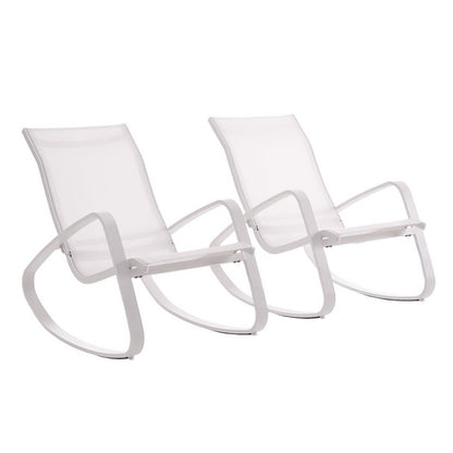 Modway Outlet Traveler Outdoor Patio Mesh Sling Rocking Lounge Chair Set of 2 by Modway  Outdoor Furniture Furniture White White - EEI-3180-WHI-WHI-SET