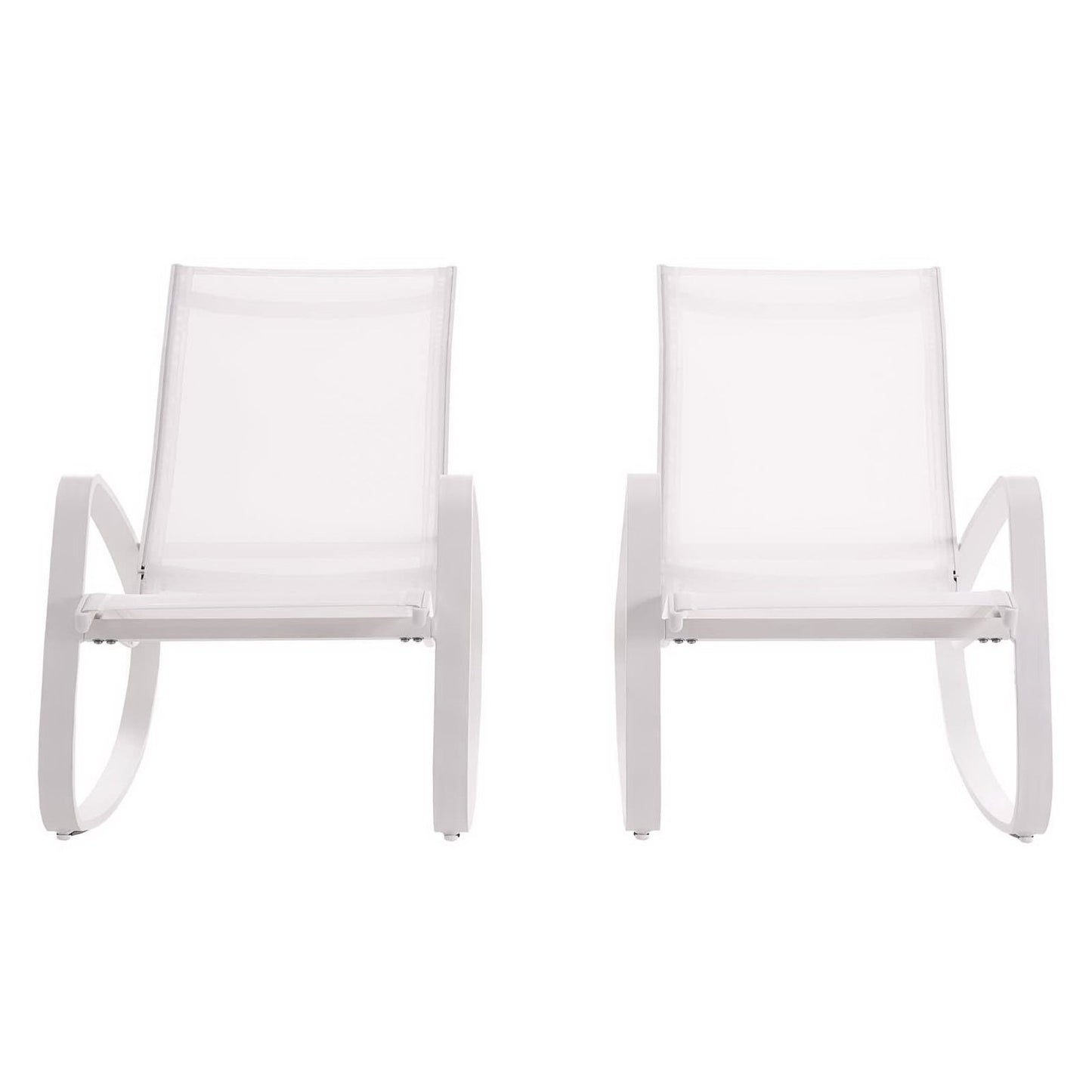 Modway Outlet Traveler Outdoor Patio Mesh Sling Rocking Lounge Chair Set of 2 by Modway  Outdoor Furniture Furniture White White - EEI-3180-WHI-WHI-SET