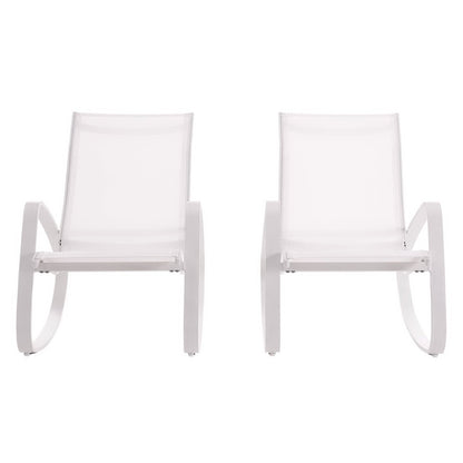 Modway Outlet Traveler Outdoor Patio Mesh Sling Rocking Lounge Chair Set of 2 by Modway  Outdoor Furniture Furniture White White - EEI-3180-WHI-WHI-SET