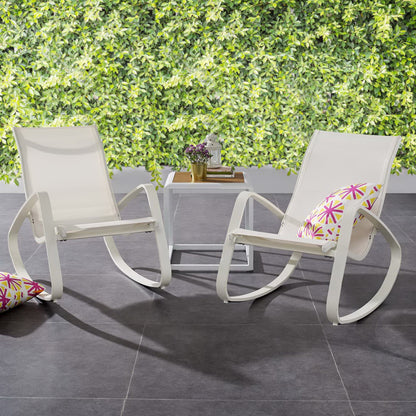 Modway Outlet Traveler Outdoor Patio Mesh Sling Rocking Lounge Chair Set of 2 by Modway  Outdoor Furniture Furniture White White - EEI-3180-WHI-WHI-SET