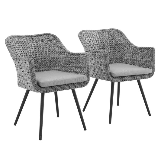 Modway Outlet Endeavor Outdoor Patio Wicker Rattan Dining Armchair Set of 2 by Modway  Outdoor Furniture Furniture Gray Gray - EEI-3181-GRY-GRY-SET