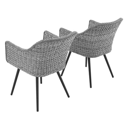 Modway Outlet Endeavor Outdoor Patio Wicker Rattan Dining Armchair Set of 2 by Modway  Outdoor Furniture Furniture Gray Gray - EEI-3181-GRY-GRY-SET