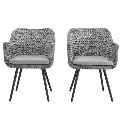 Modway Outlet Endeavor Outdoor Patio Wicker Rattan Dining Armchair Set of 2 by Modway  Outdoor Furniture Furniture Gray Gray - EEI-3181-GRY-GRY-SET