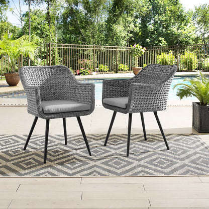 Modway Outlet Endeavor Outdoor Patio Wicker Rattan Dining Armchair Set of 2 by Modway  Outdoor Furniture Furniture Gray Gray - EEI-3181-GRY-GRY-SET