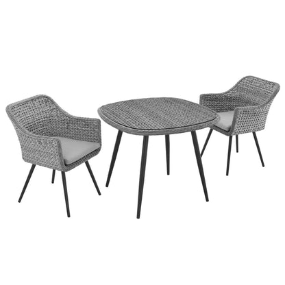 Modway Outlet Endeavor 3 Piece Outdoor Patio Wicker Rattan Dining Set by Modway  Outdoor Furniture Furniture Gray Gray - EEI-3182-GRY-GRY-SET