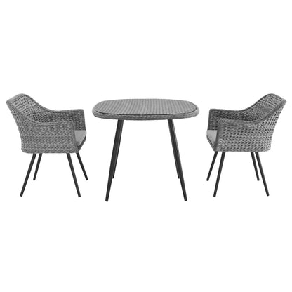 Modway Outlet Endeavor 3 Piece Outdoor Patio Wicker Rattan Dining Set by Modway  Outdoor Furniture Furniture Gray Gray - EEI-3182-GRY-GRY-SET