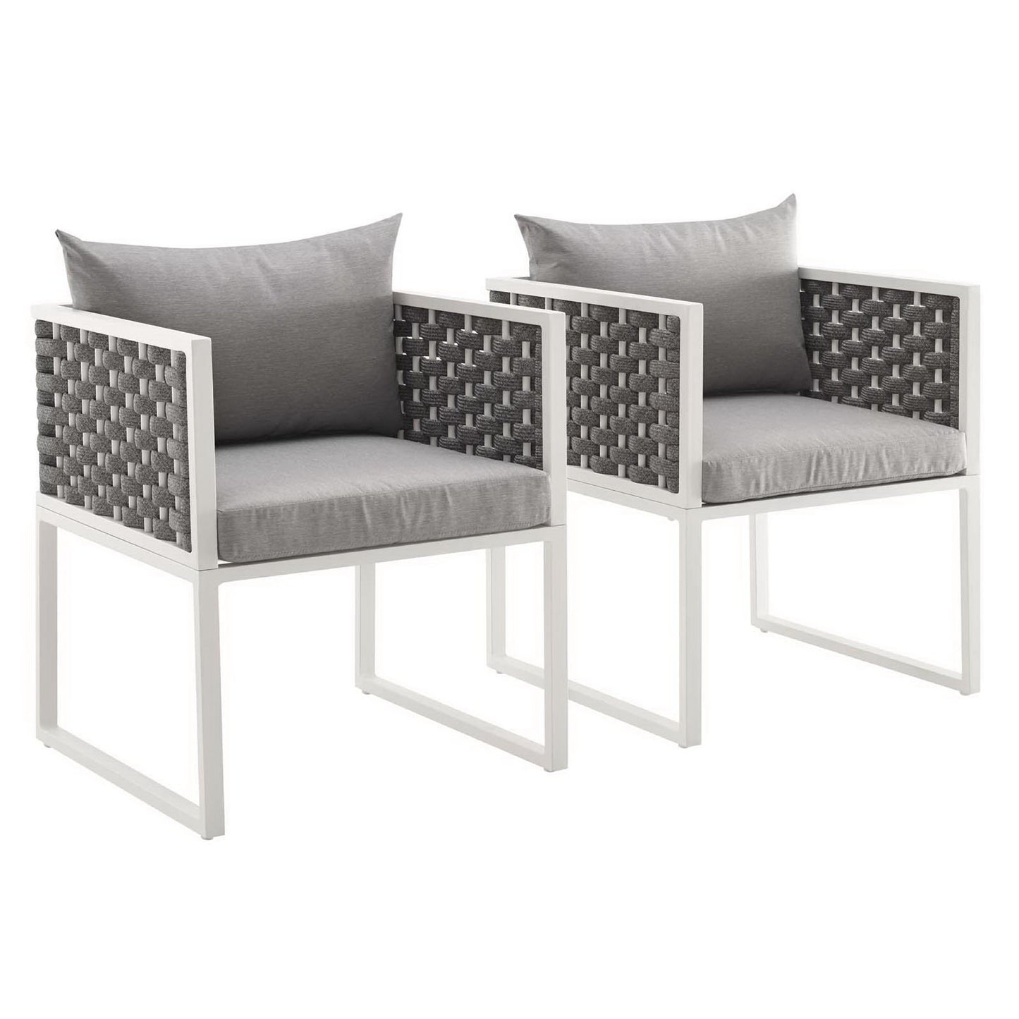Modway Outlet Stance Outdoor Patio Aluminum Dining Armchair Set of 2 by Modway  Outdoor Furniture Furniture White Gray - EEI-3183-WHI-GRY-SET