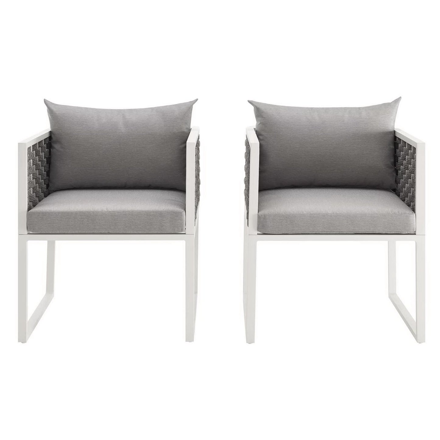 Modway Outlet Stance Outdoor Patio Aluminum Dining Armchair Set of 2 by Modway  Outdoor Furniture Furniture White Gray - EEI-3183-WHI-GRY-SET