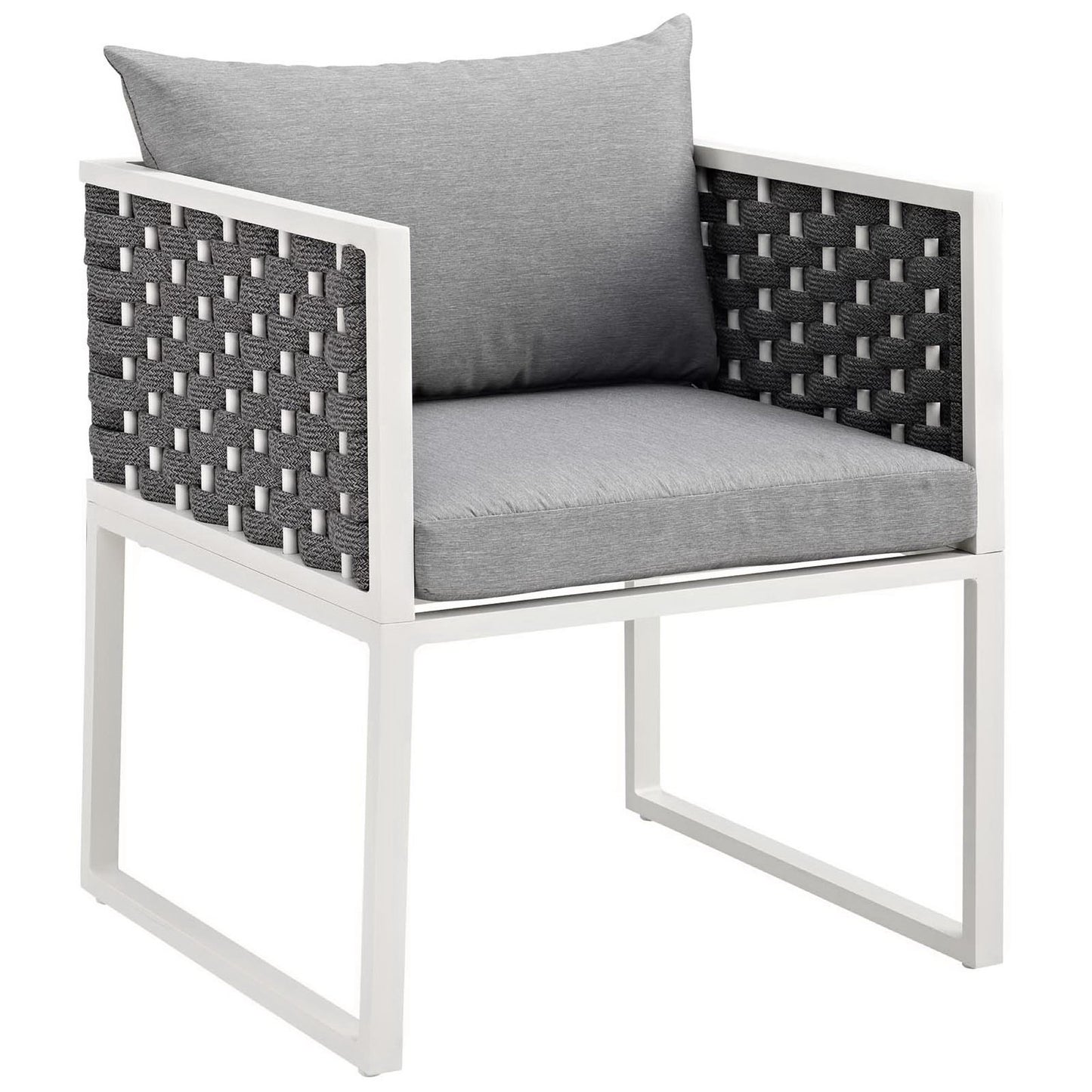 Modway Outlet Stance Outdoor Patio Aluminum Dining Armchair Set of 2 by Modway  Outdoor Furniture Furniture White Gray - EEI-3183-WHI-GRY-SET
