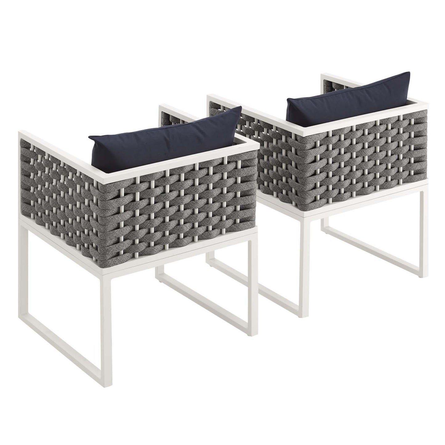 Modway Outlet Stance Outdoor Patio Aluminum Dining Armchair Set of 2 by Modway  Outdoor Furniture Furniture White Navy - EEI-3183-WHI-NAV-SET