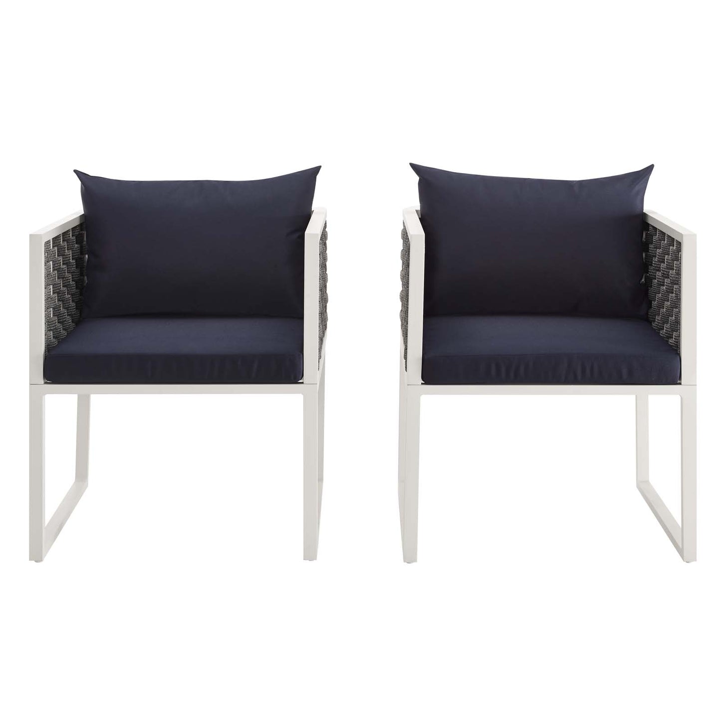 Modway Outlet Stance Outdoor Patio Aluminum Dining Armchair Set of 2 by Modway  Outdoor Furniture Furniture White Navy - EEI-3183-WHI-NAV-SET
