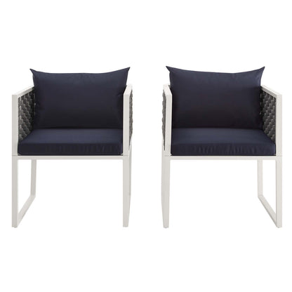 Modway Outlet Stance Outdoor Patio Aluminum Dining Armchair Set of 2 by Modway  Outdoor Furniture Furniture White Navy - EEI-3183-WHI-NAV-SET
