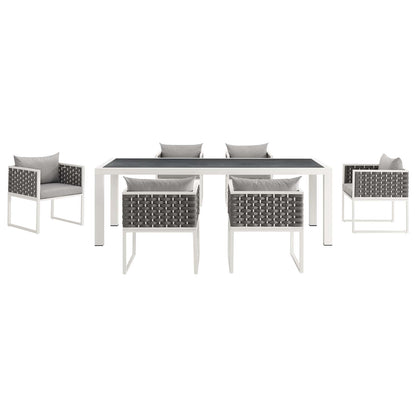 Modway Outlet Stance 7 Piece Outdoor Patio Aluminum Dining Set by Modway  Outdoor Furniture Furniture White Gray - EEI-3185-WHI-GRY-SET