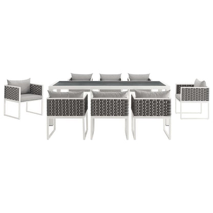 Modway Outlet Stance 9 Piece Outdoor Patio Aluminum Dining Set by Modway  Outdoor Furniture Furniture White Gray - EEI-3186-WHI-GRY-SET