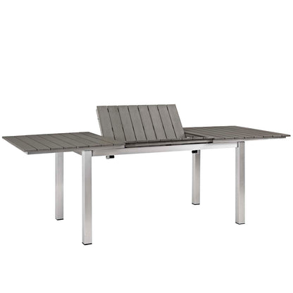 Modway Outlet Shore 7 Piece Outdoor Patio Aluminum Dining Set by Modway  Outdoor Furniture Furniture Silver Gray - EEI-3199-SLV-GRY-SET
