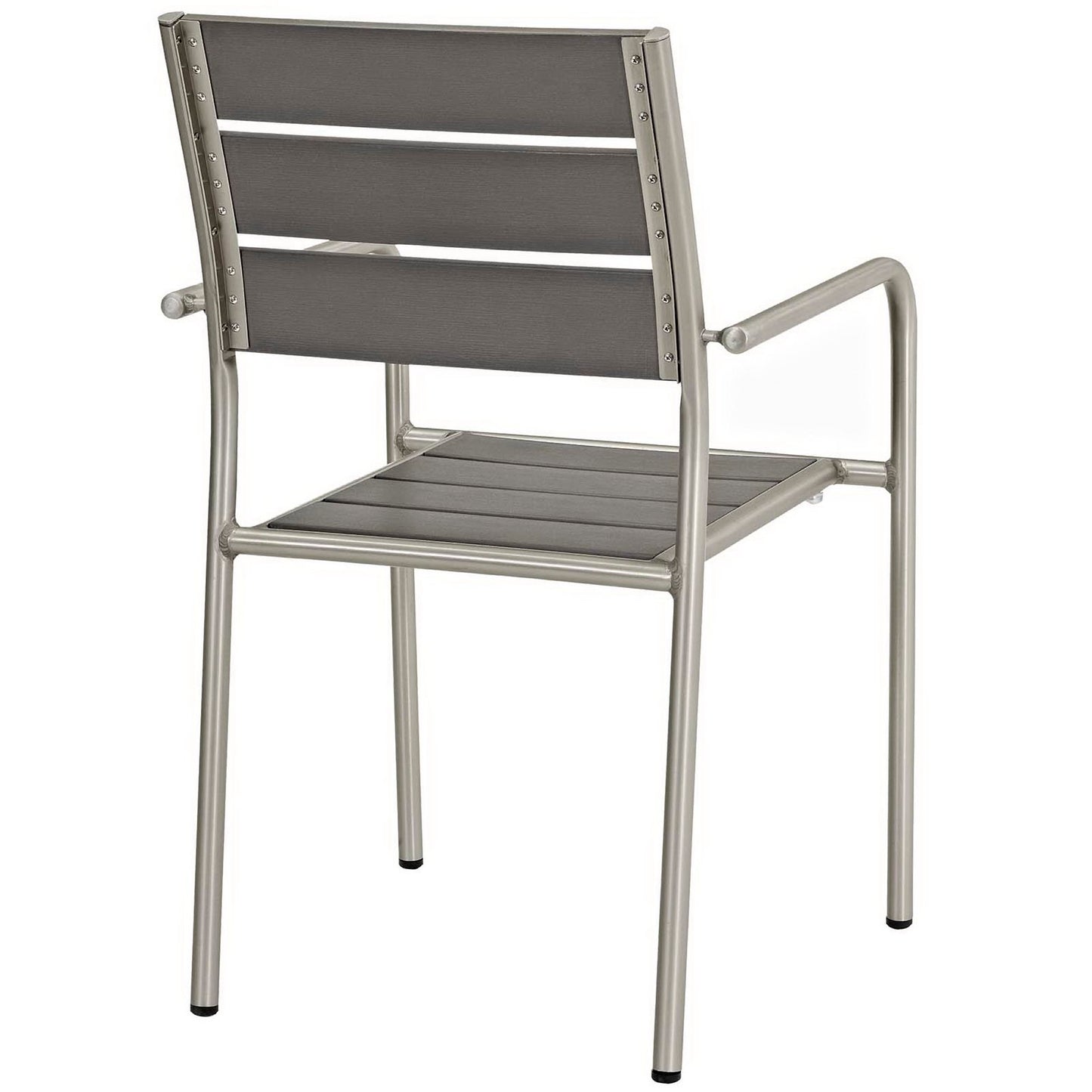 Modway Outlet Shore Outdoor Patio Aluminum Dining Rounded Armchair Set of 2 by Modway  Outdoor Furniture Furniture Silver Gray - EEI-3203-SLV-GRY-SET