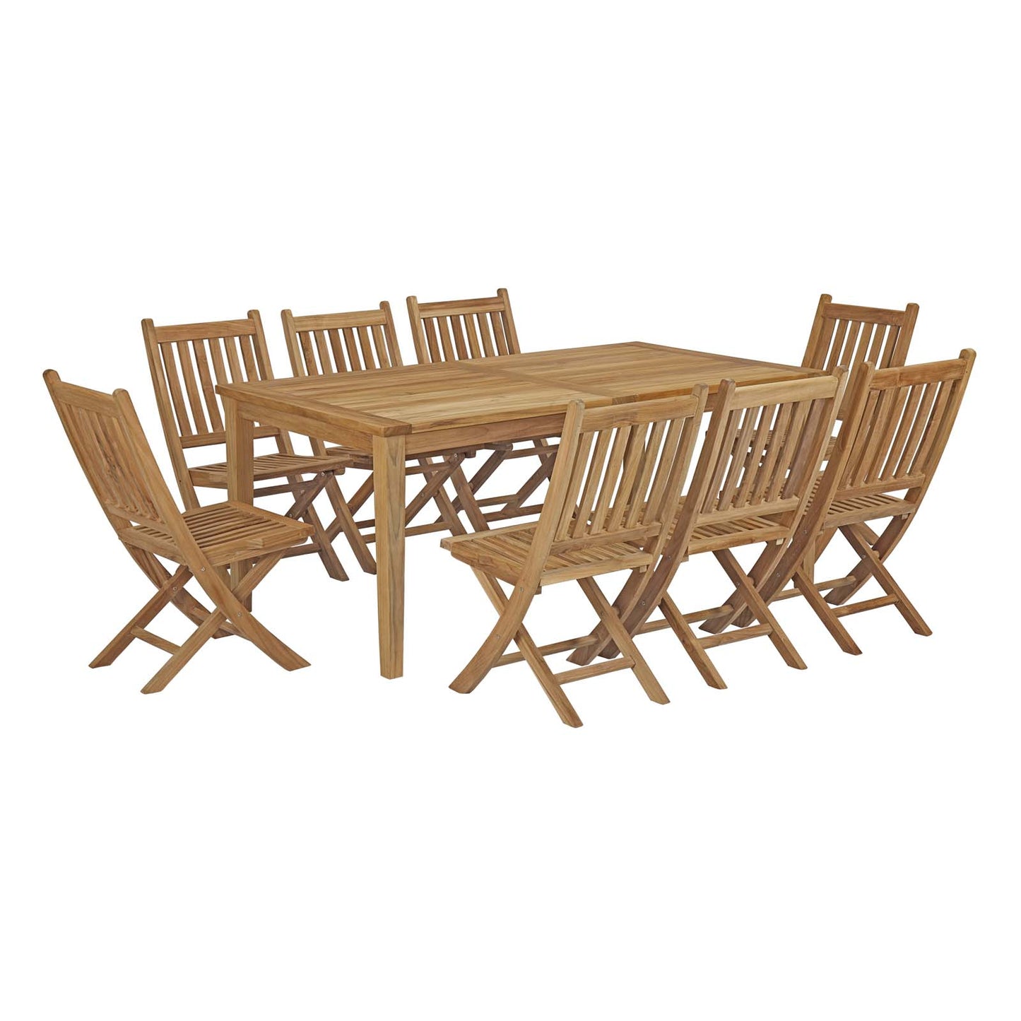 Modway - Marina 9 Piece Outdoor Patio Teak Dining Set by Modway  Outdoor Furniture Bar and Dining Brown - EEI-3204-NAT-SET