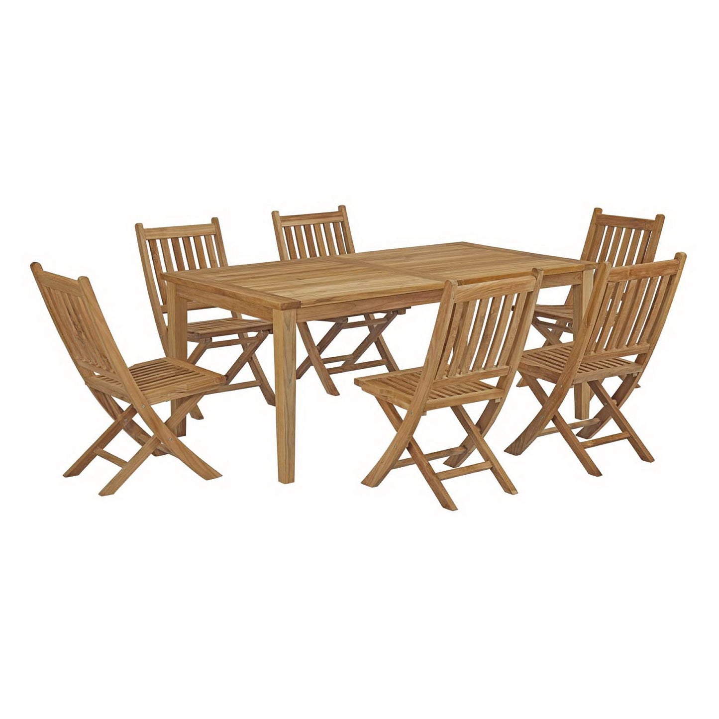 Modway - Marina 7 Piece Outdoor Patio Teak Dining Set by Modway  Outdoor Furniture Bar and Dining Brown - EEI-3205-NAT-SET