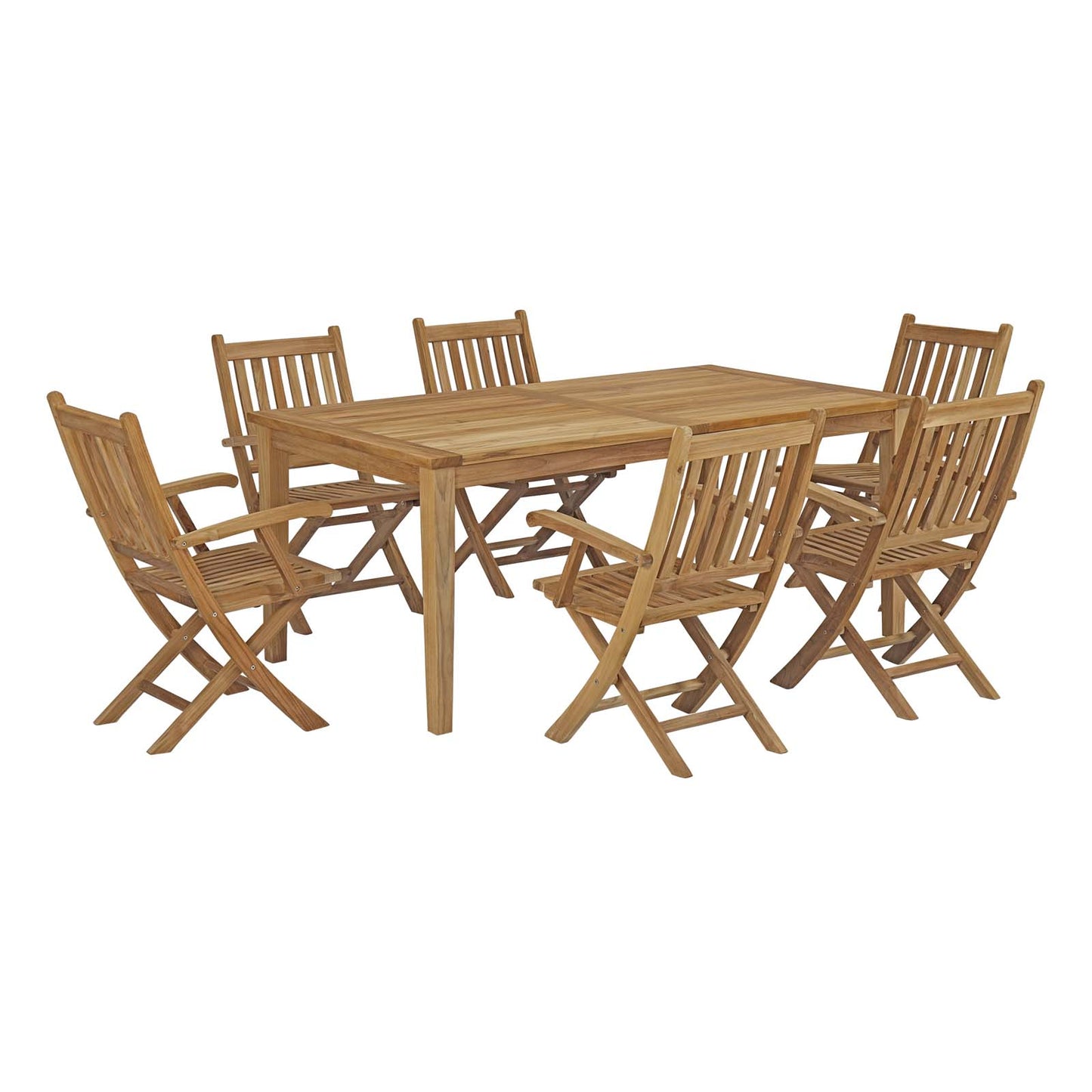 Modway - Marina 7 Piece Outdoor Patio Teak Dining Set by Modway  Outdoor Furniture Bar and Dining Brown - EEI-3206-NAT-SET