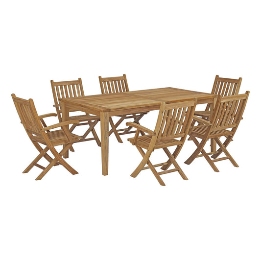Modway - Marina 7 Piece Outdoor Patio Teak Dining Set by Modway  Outdoor Furniture Bar and Dining Brown - EEI-3206-NAT-SET