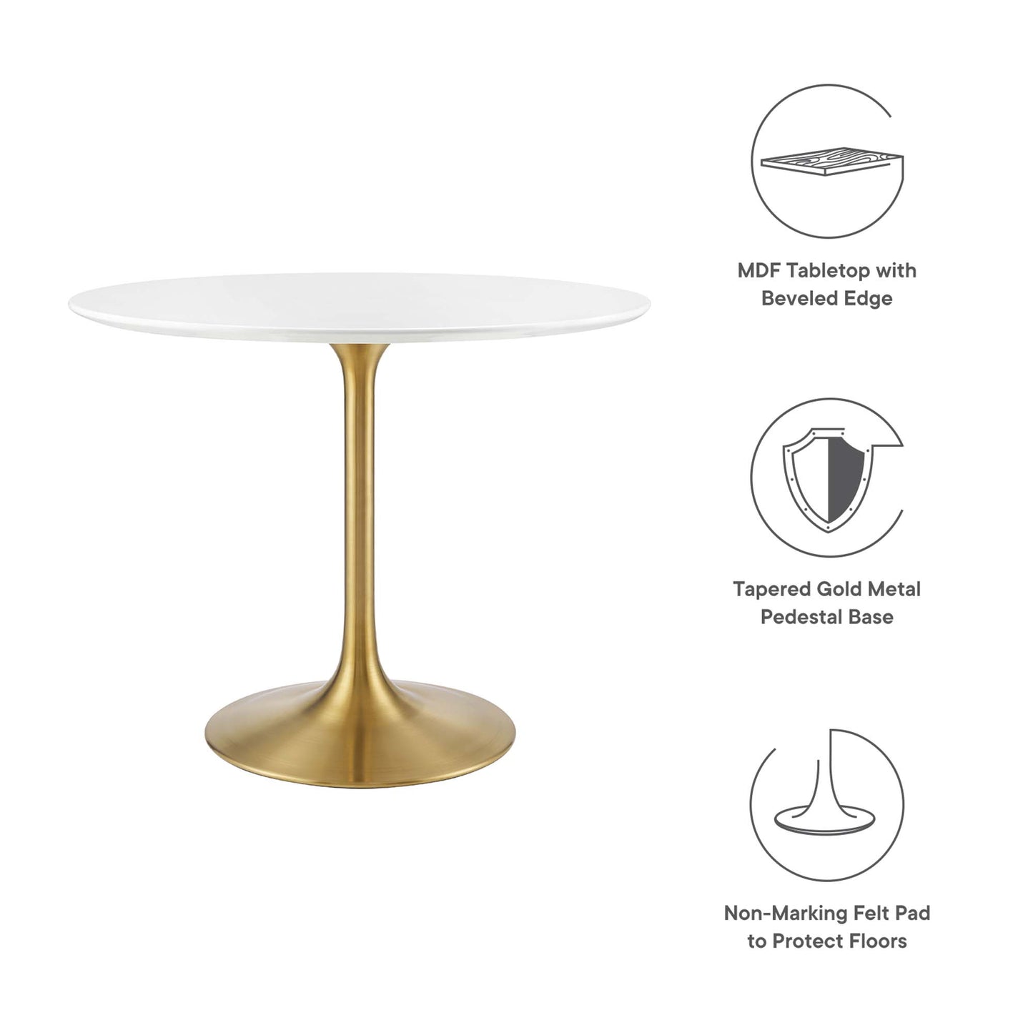 Modway - Lippa 36" Round Wood Dining Table by Modway  Bar and Dining Bar and Dining Tables White - EEI-3209-GLD-WHI